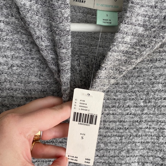 SATURDAY/SUNDAY Anthropologie Mariah Ribbed Knit Midi Dress Small Grey - Picture 7 of 9